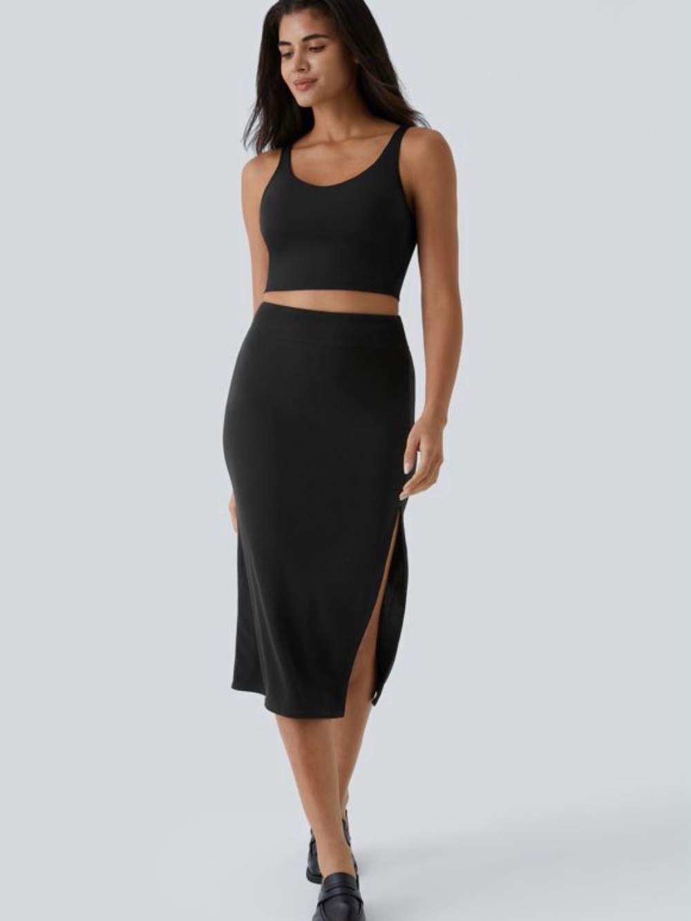 HALARA Ribbed High Waisted Bodycon Midi Casual Skirt